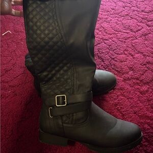 JustFab Black Quilted Over the Knee Boots